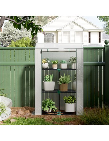 Outsunny 40 x 100cm Three Shelf Steel Frame Greenhouse - White
