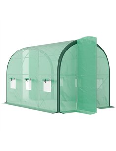 Outsunny 3 x 2(m) Polytunnel Greenhouse, with Windows and Doors - Green