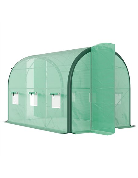 Outsunny 3 x 2(m) Polytunnel Greenhouse, with Windows and Doors - Green - pic 120054 | FastDaddyshop