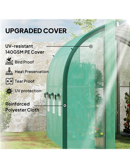 Outsunny 3 x 2(m) Polytunnel Greenhouse, with Windows and Doors - Green - pic 120057 | FastDaddyshop