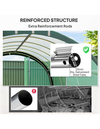 Outsunny 3 x 2(m) Polytunnel Greenhouse, with Windows and Doors - Green