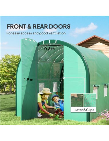 Outsunny 3 x 2(m) Polytunnel Greenhouse, with Windows and Doors - Green