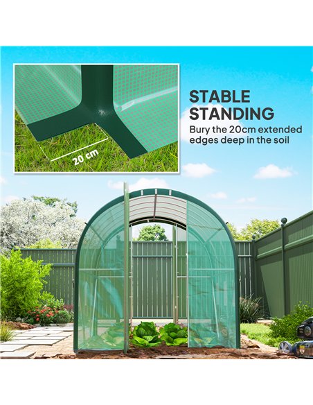 Outsunny 3 x 2(m) Polytunnel Greenhouse, with Windows and Doors - Green - pic 120061 | FastDaddyshop