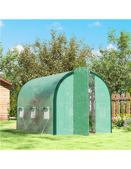 Outsunny 3 x 2(m) Polytunnel Greenhouse, with Windows and Doors - Green - pic 120062 | FastDaddyshop