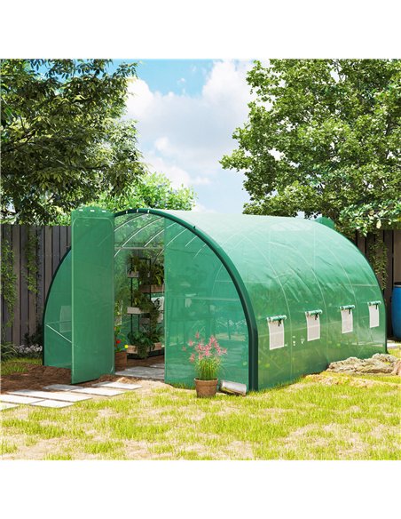 Outsunny 4 x 3(m) Polytunnel Greenhouse, with Windows and Doors - Green - pic 120064 | FastDaddyshop