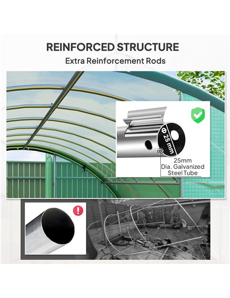 Outsunny 4 x 3(m) Polytunnel Greenhouse, with Windows and Doors - Green - pic 120067 | FastDaddyshop