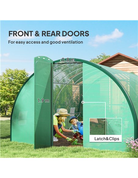 Outsunny 4 x 3(m) Polytunnel Greenhouse, with Windows and Doors - Green - pic 120068 | FastDaddyshop