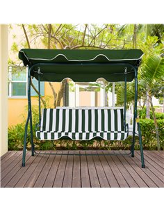 Outsunny Metal Frame 3-Seater Swing Chair with Adjustable Canopy, Green Stripes 2