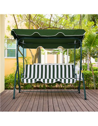 Outsunny Steel 3-Seater Swing Chair w/ Canopy Green
