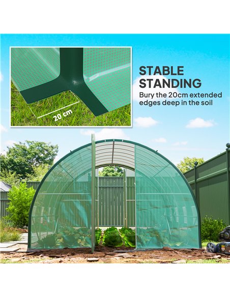 Outsunny 4 x 3(m) Polytunnel Greenhouse, with Windows and Doors - Green - pic 120070 | FastDaddyshop
