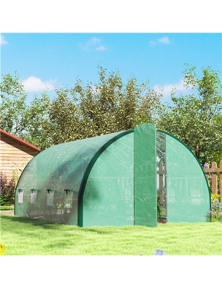 Outsunny 4 x 3(m) Polytunnel Greenhouse, with Windows and Doors - Green - pic 120071 | FastDaddyshop