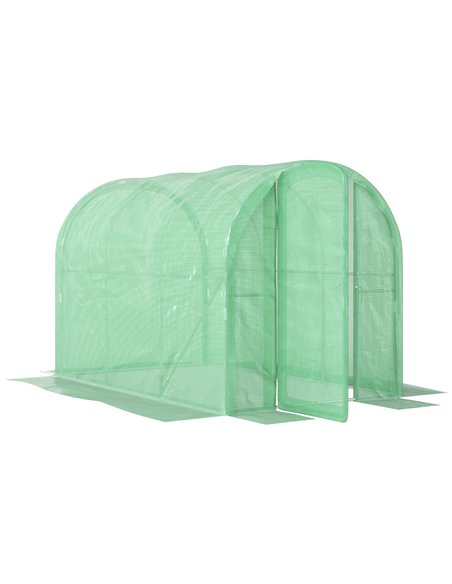 Outsunny 3 x 2 x 2m Polytunnel Greenhouse with Hinged Door, Walk-in Grow House Tent with PE Cover and Galvanised Steel Frame, Gr - pic 120090 | FastDaddyshop