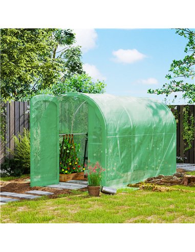 Outsunny 3 x 2 x 2m Polytunnel Greenhouse with Hinged Door, Walk-in Grow House Tent with PE Cover and Galvanised Steel Frame, Gr
