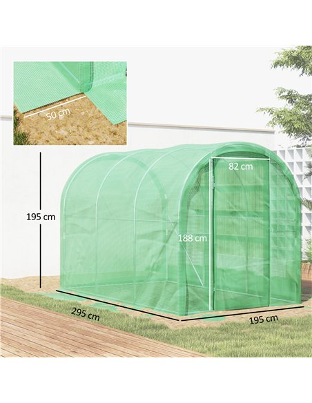 Outsunny 3 x 2 x 2m Polytunnel Greenhouse with Hinged Door, Walk-in Grow House Tent with PE Cover and Galvanised Steel Frame, Gr - pic 120092 | FastDaddyshop