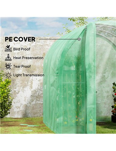 Outsunny 3 x 2 x 2m Polytunnel Greenhouse with Hinged Door, Walk-in Grow House Tent with PE Cover and Galvanised Steel Frame, Gr