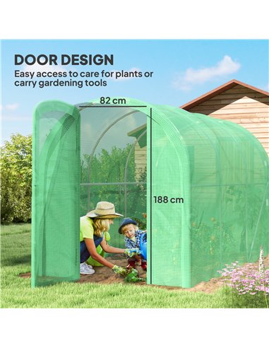 Outsunny 3 x 2 x 2m Polytunnel Greenhouse with Hinged Door, Walk-in Grow House Tent with PE Cover and Galvanised Steel Frame, Gr