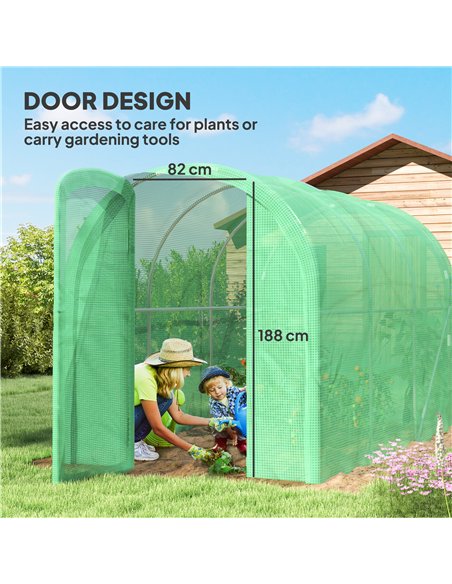 Outsunny 3 x 2 x 2m Polytunnel Greenhouse with Hinged Door, Walk-in Grow House Tent with PE Cover and Galvanised Steel Frame, Gr - pic 120094 | FastDaddyshop
