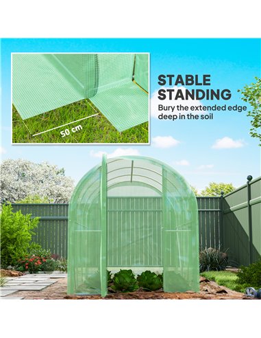 Outsunny 3 x 2 x 2m Polytunnel Greenhouse with Hinged Door, Walk-in Grow House Tent with PE Cover and Galvanised Steel Frame, Gr