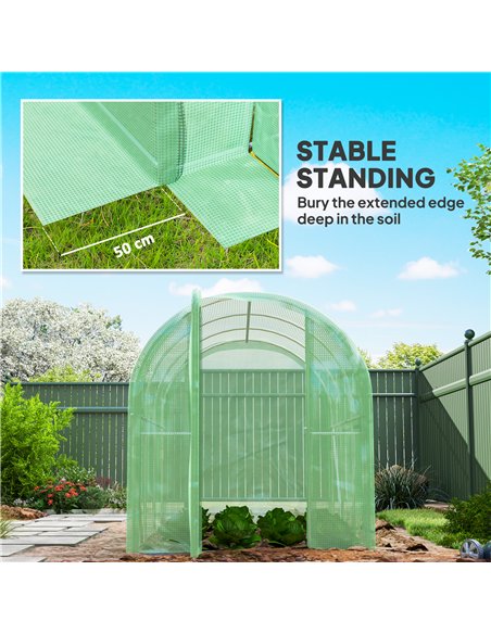 Outsunny 3 x 2 x 2m Polytunnel Greenhouse with Hinged Door, Walk-in Grow House Tent with PE Cover and Galvanised Steel Frame, Gr - pic 120095 | FastDaddyshop