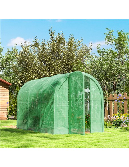 Outsunny 3 x 2 x 2m Polytunnel Greenhouse with Hinged Door, Walk-in Grow House Tent with PE Cover and Galvanised Steel Frame, Gr - pic 120097 | FastDaddyshop