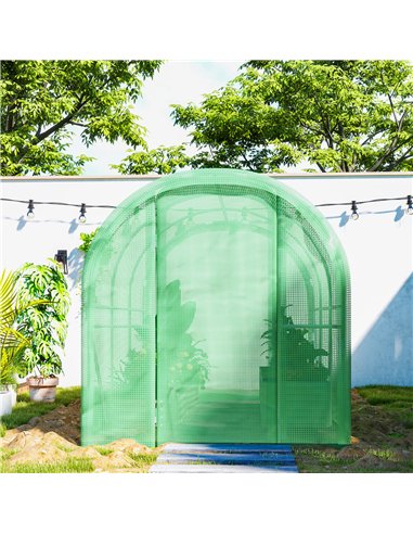 Outsunny 3 x 2 x 2m Polytunnel Greenhouse with Hinged Door, Walk-in Grow House Tent with PE Cover and Galvanised Steel Frame, Gr