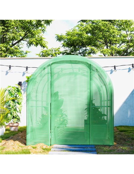 Outsunny 3 x 2 x 2m Polytunnel Greenhouse with Hinged Door, Walk-in Grow House Tent with PE Cover and Galvanised Steel Frame, Gr - pic 120098 | FastDaddyshop