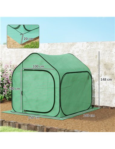 Outsunny 150 x 148cm Pop-Up Greenhouse - Green