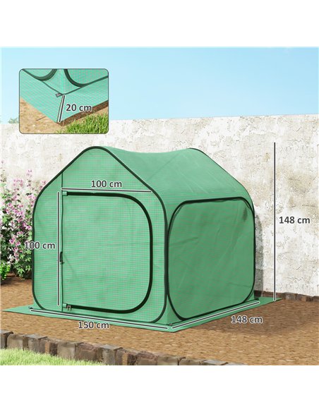 Outsunny 150 x 148cm Pop-Up Greenhouse - Green - pic 120101 | FastDaddyshop