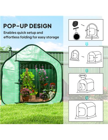 Outsunny 150 x 148cm Pop-Up Greenhouse - Green