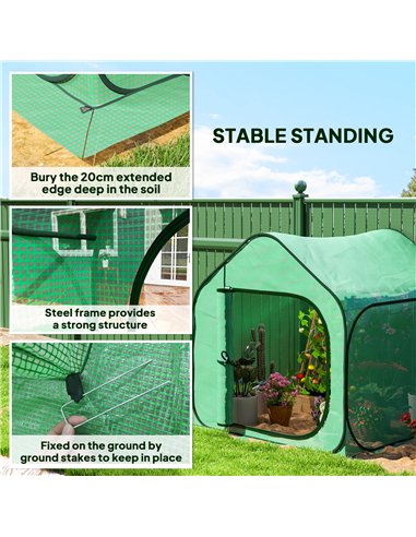 Outsunny 150 x 148cm Pop-Up Greenhouse - Green