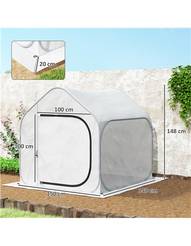 Outsunny 150 x 148cm Pop-Up Greenhouse - White