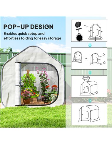 Outsunny 150 x 148cm Pop-Up Greenhouse - White