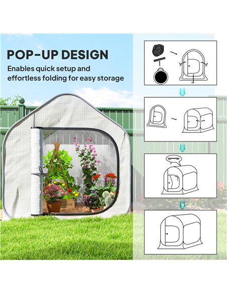 Outsunny 150 x 148cm Pop-Up Greenhouse - White - pic 120111 | FastDaddyshop