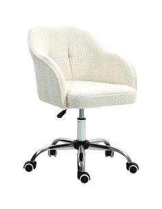 HOMCOM Teddy Fleece Swivel Office Chair - Cream