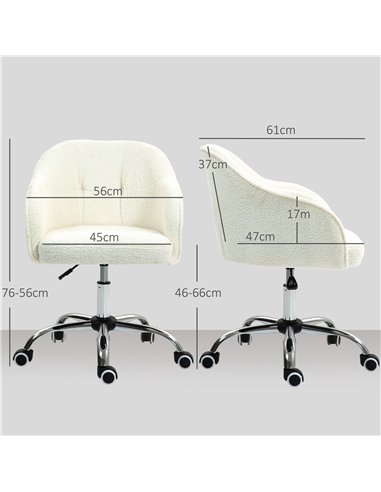 HOMCOM Teddy Fleece Swivel Office Chair - Cream