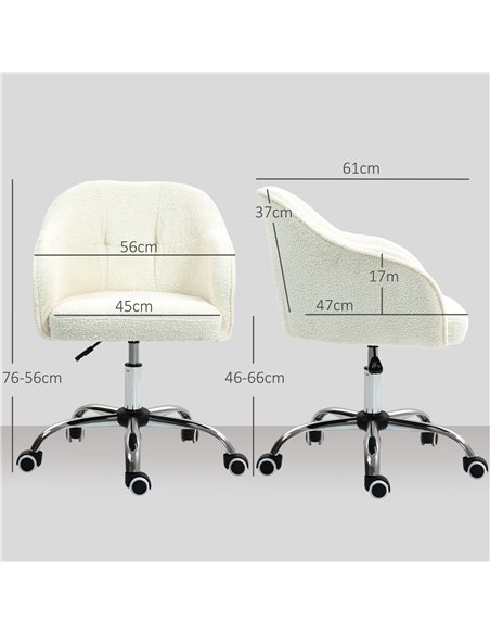 HOMCOM Teddy Fleece Swivel Office Chair - Cream - pic 120119 | FastDaddyshop