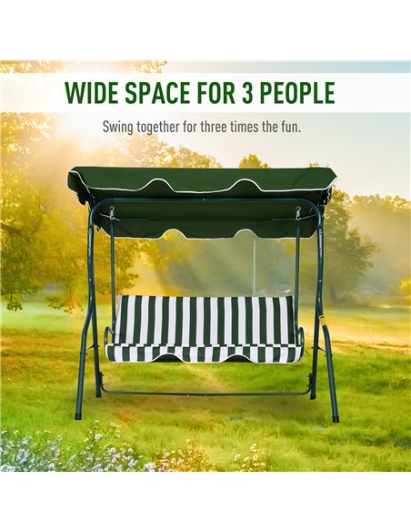 Outsunny Steel 3-Seater Swing Chair w/ Canopy Green - pic 12012 | FastDaddyshop