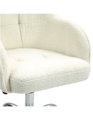 HOMCOM Teddy Fleece Swivel Office Chair - Cream