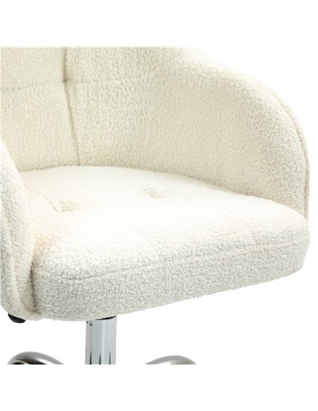 HOMCOM Teddy Fleece Swivel Office Chair - Cream - pic 120125 | FastDaddyshop