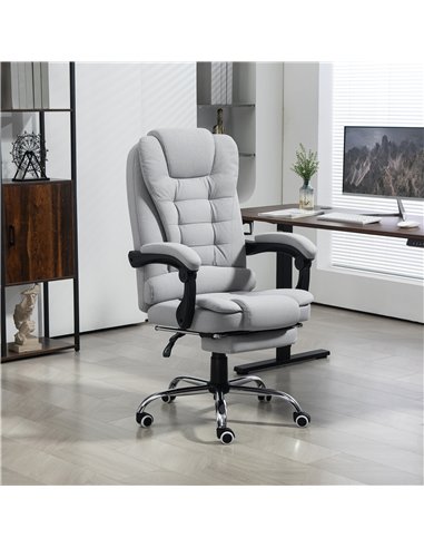 HOMCOM Linen-Look Adjustable Office Chair - Light Grey