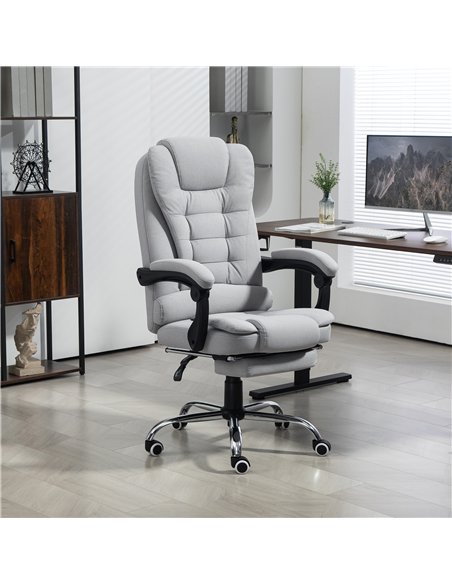 HOMCOM Linen-Look Adjustable Office Chair - Light Grey - pic 120136 | FastDaddyshop