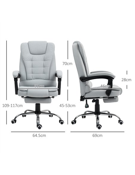 HOMCOM Linen-Look Adjustable Office Chair - Light Grey - pic 120137 | FastDaddyshop
