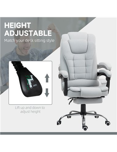 HOMCOM Linen-Look Adjustable Office Chair - Light Grey