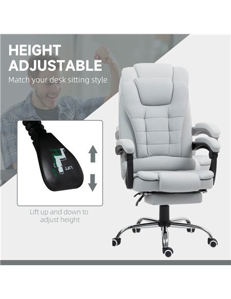 HOMCOM Linen-Look Adjustable Office Chair - Light Grey - pic 120138 | FastDaddyshop