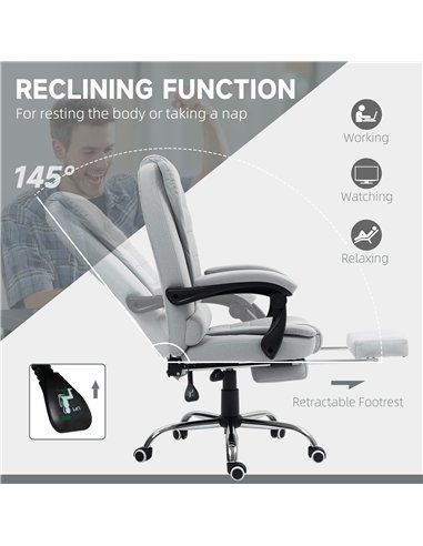 HOMCOM Linen-Look Adjustable Office Chair - Light Grey
