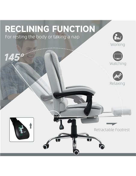 HOMCOM Linen-Look Adjustable Office Chair - Light Grey - pic 120139 | FastDaddyshop