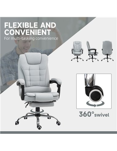 HOMCOM Linen-Look Adjustable Office Chair - Light Grey