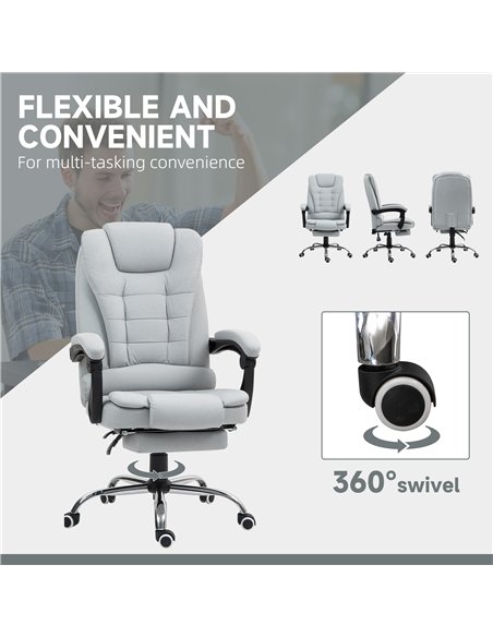 HOMCOM Linen-Look Adjustable Office Chair - Light Grey - pic 120140 | FastDaddyshop