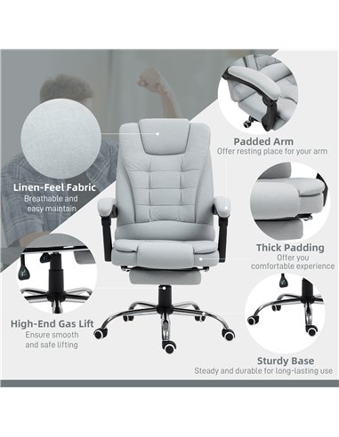 HOMCOM Linen-Look Adjustable Office Chair - Light Grey
