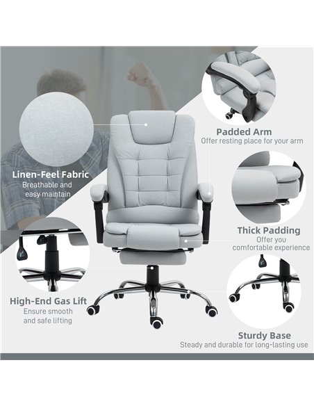 HOMCOM Linen-Look Adjustable Office Chair - Light Grey - pic 120141 | FastDaddyshop